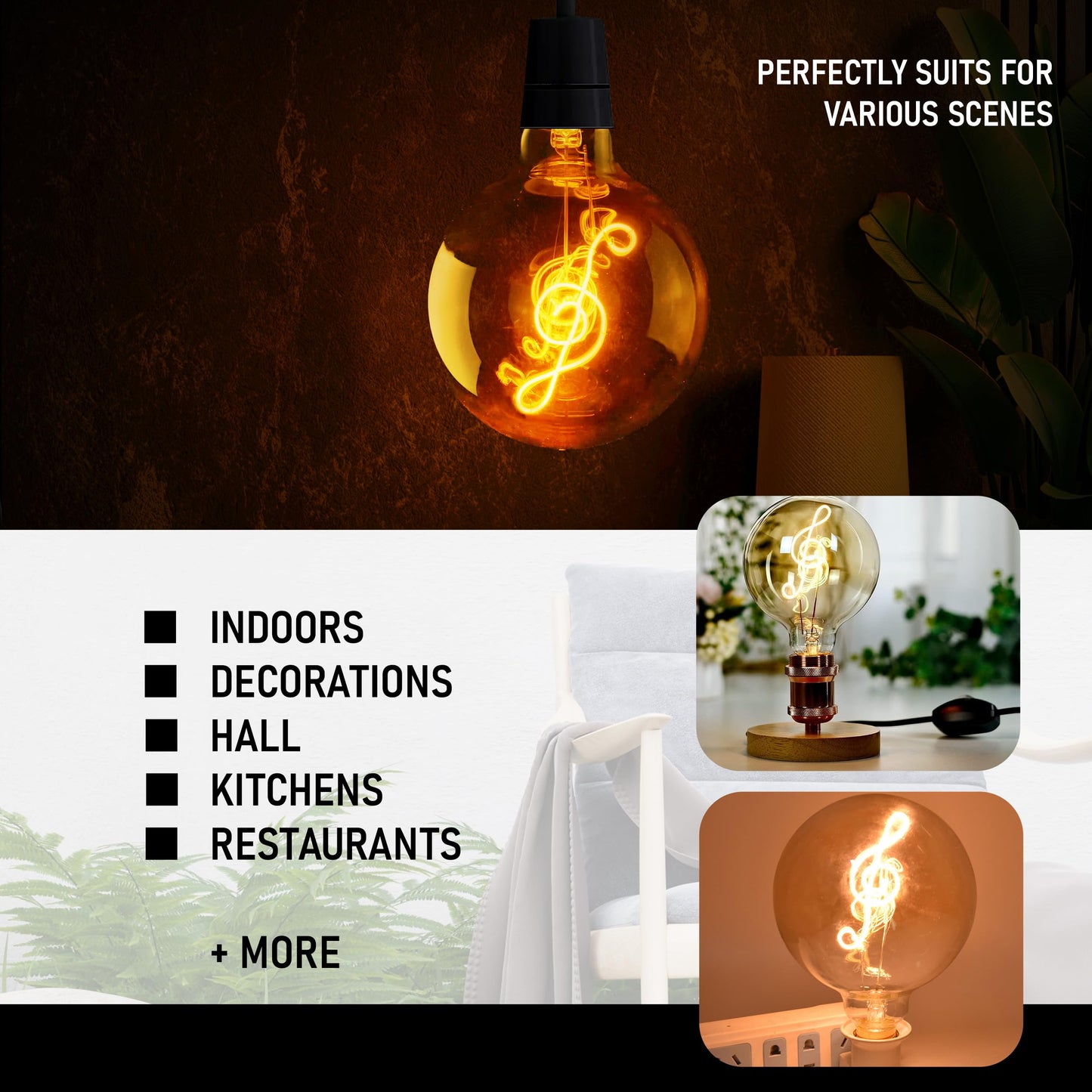 LED E27 Bulb G125 4W Music Music Filament Screw Bulb~1329