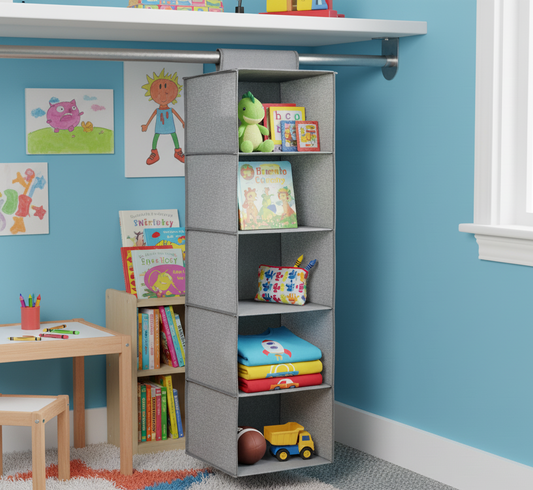 Fabric 5-Shelf Hanging Wardrobe Organiser Foldable Closet Storage 2PCS ~1354