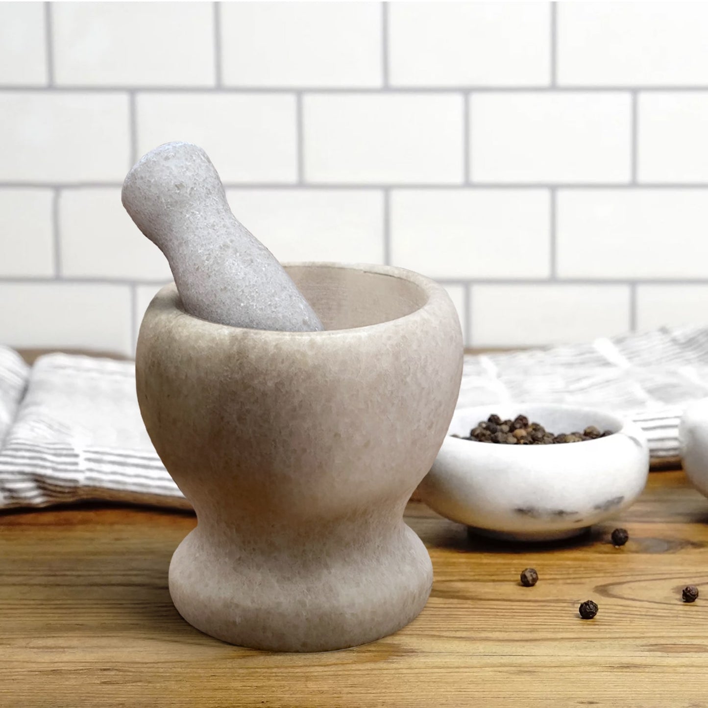 Marble Pestle and Mortar Traditional Grinding Spices ~1218