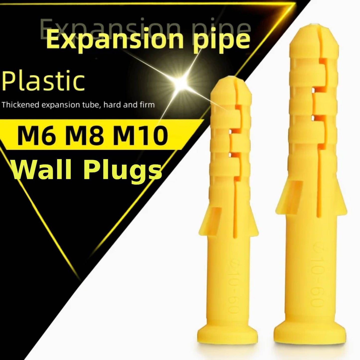 Yellow Wall Plugs Plasterboard, Raw Screw Plugs Plastic Fish Type Extension Hollow Anchor Fixings for Masonry ~1276