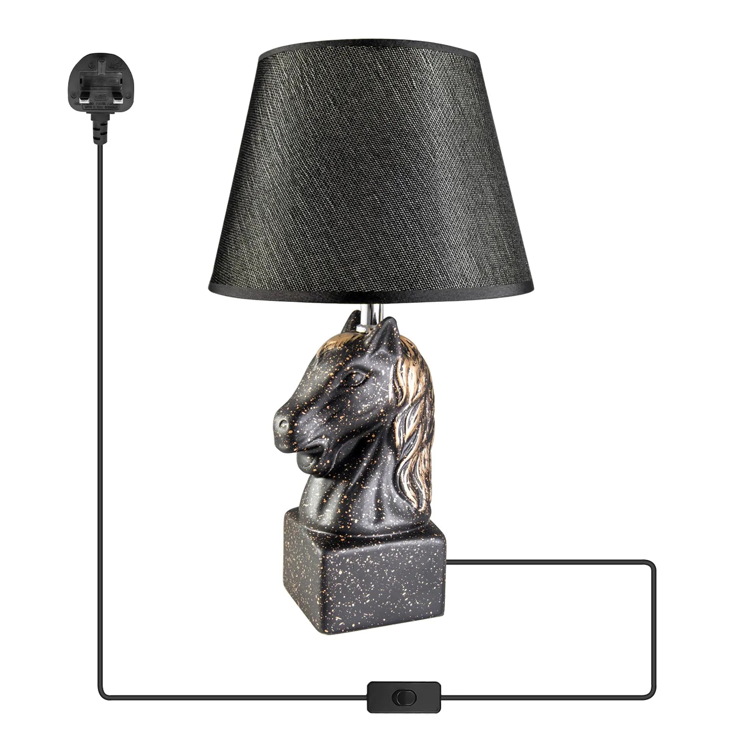 Grey shade bedside lamp with dimmable LED light