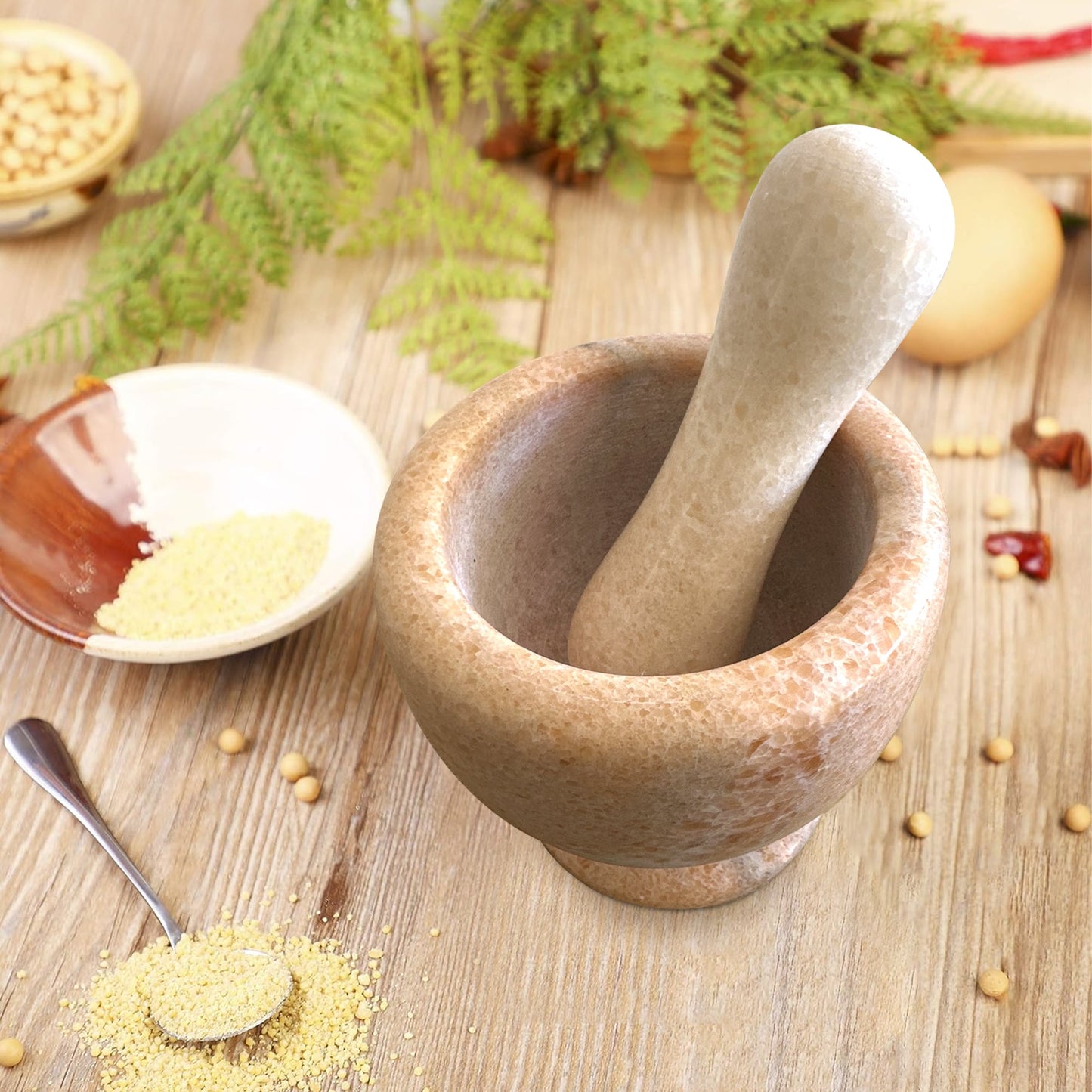 Marble Mortar & Pestle Grinding and Crushing Spices ~1219