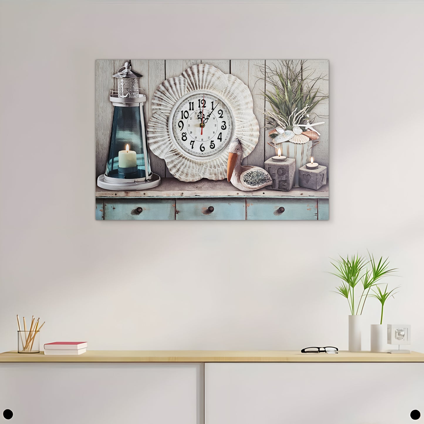 Seashell Art Painted Wall Clock