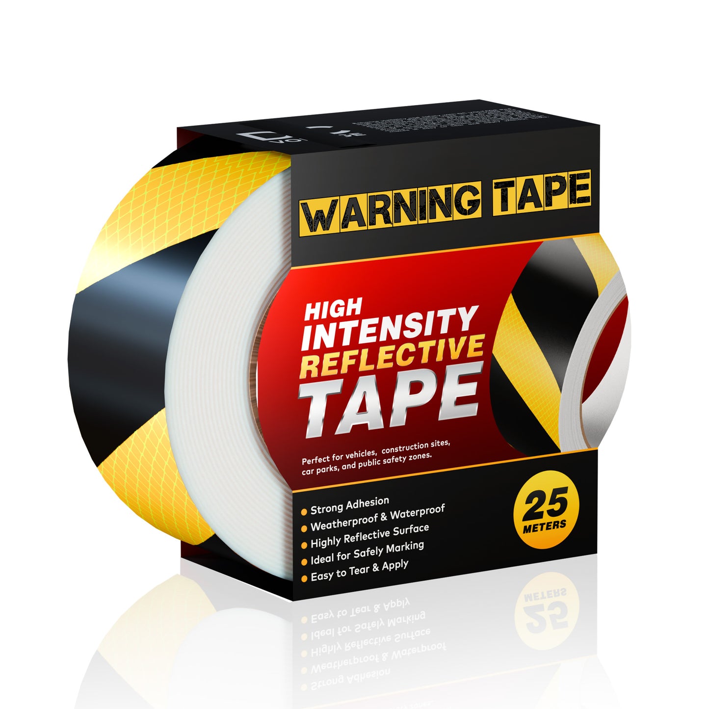 Self Adhesive Reflective Safety Warning Sticker Tape Waterproof 5cm x 25m ~1094