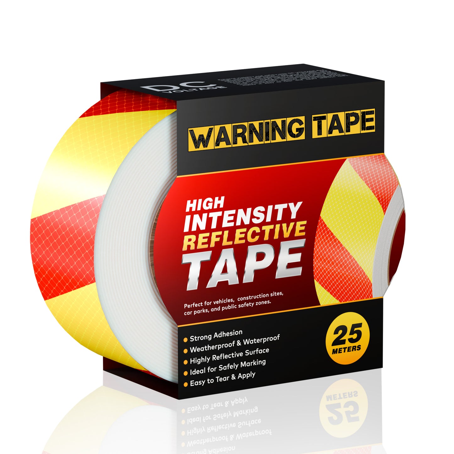 Self Adhesive Reflective Safety Warning Sticker Tape Waterproof 5cm x 25m ~1094