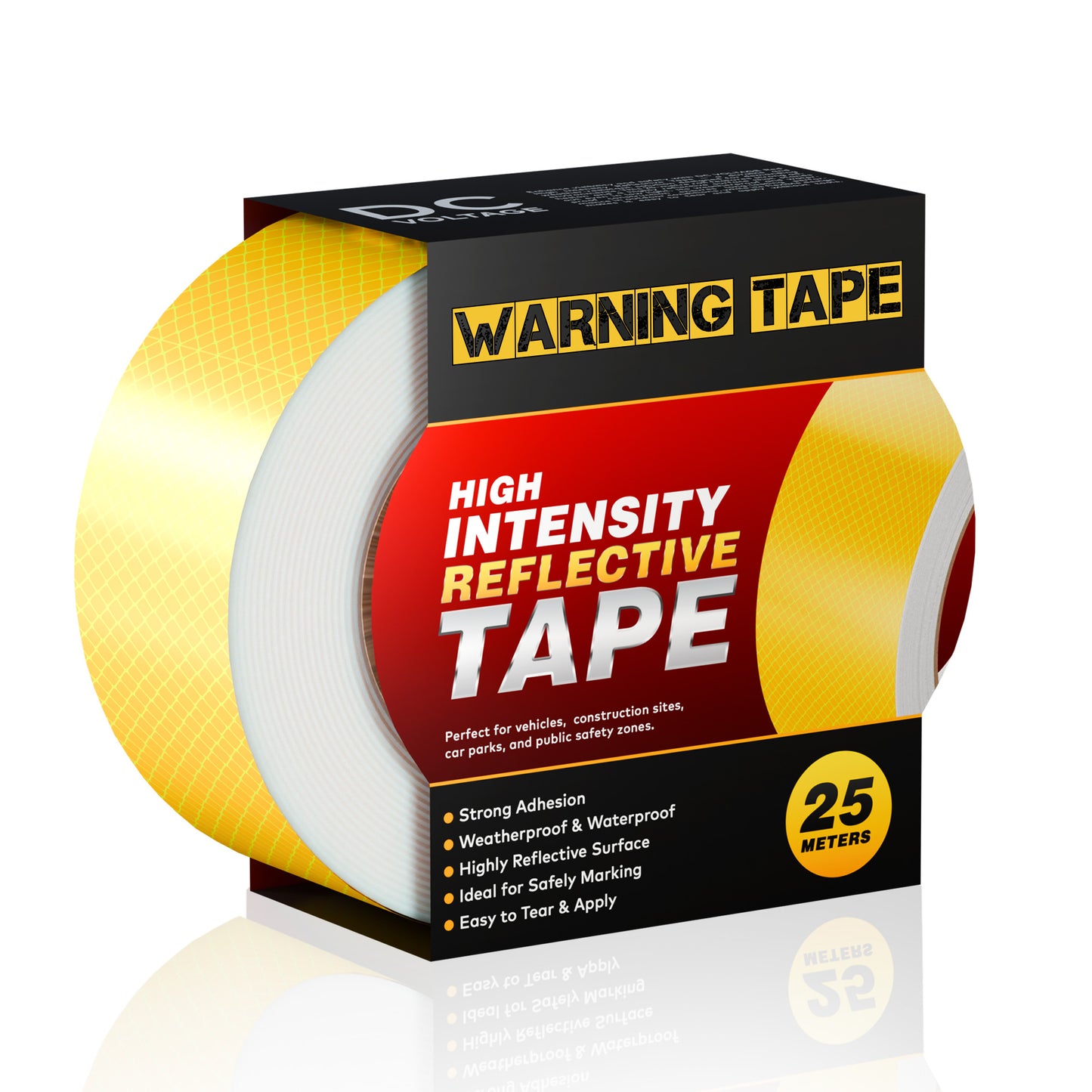 Self Adhesive Reflective Safety Warning Sticker Tape Waterproof 5cm x 25m ~1094