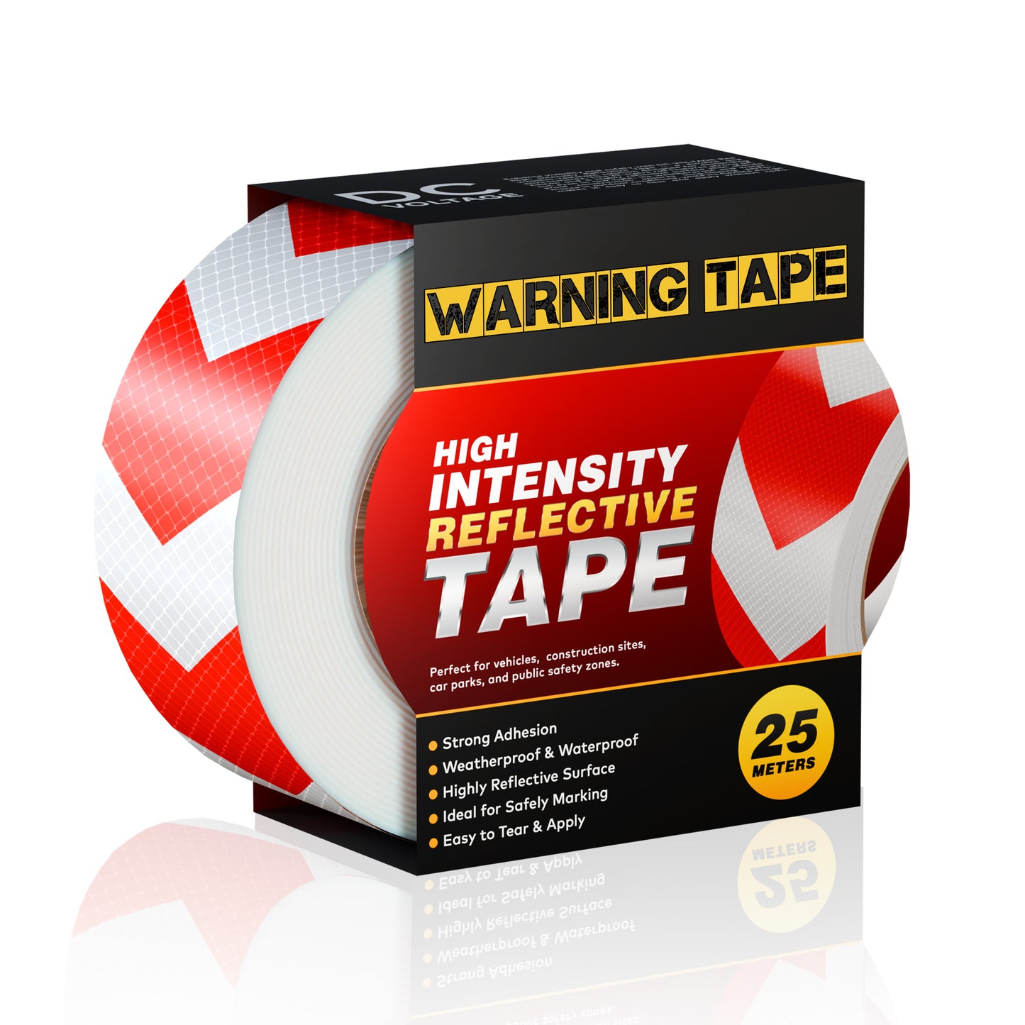 Self Adhesive Reflective Safety Warning Sticker Tape Waterproof 5cm x 25m ~1094