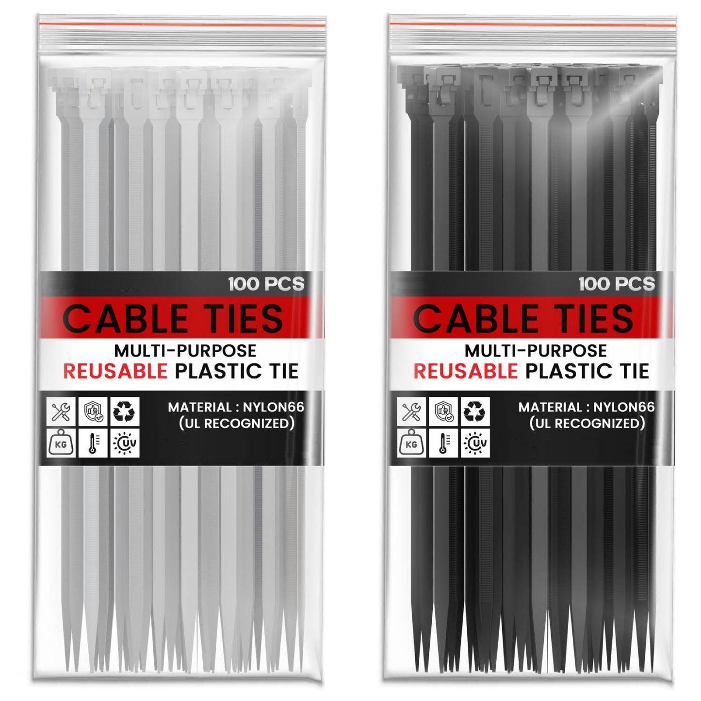 100 Pcs NylonTies Plastic Wire Wrap Zip Ties ~1269