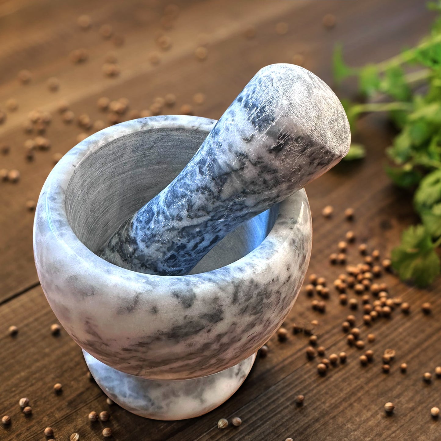 Marble Mortar & Pestle Grinding and Crushing Spices ~1219
