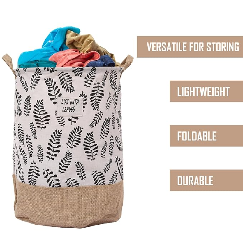 Flower gol jute baby laundry basket