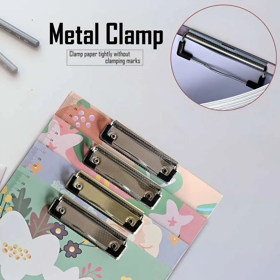 Cute Floral Metal Clipboard Printed With Ruler Scale