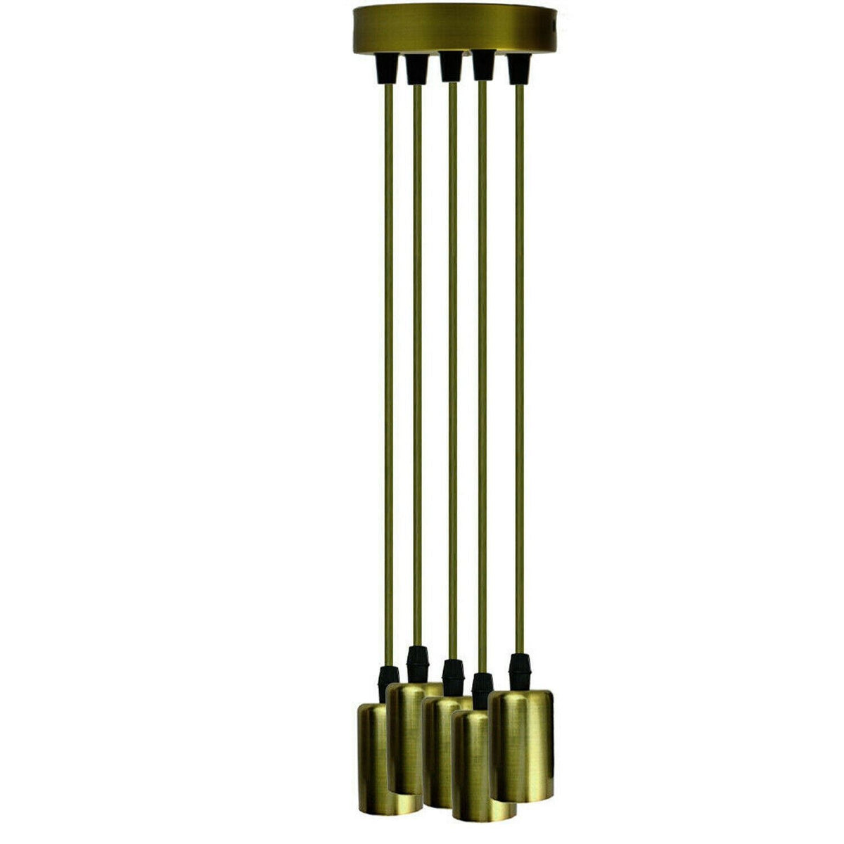 5 Light Cluster Pendant – Green Brass, 12 cm Rose, E27 - Green Brass, No Shade, Without Bulb