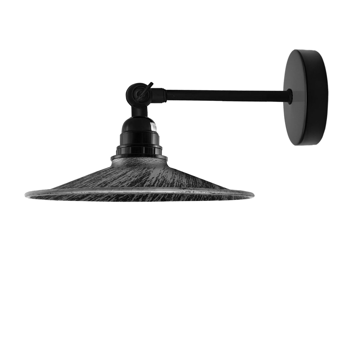 Adjustable Wall Sconce with Small Bell Shade – Black Arm, 10 Colours - Black, Flat Brushed Silver, Without Bulb