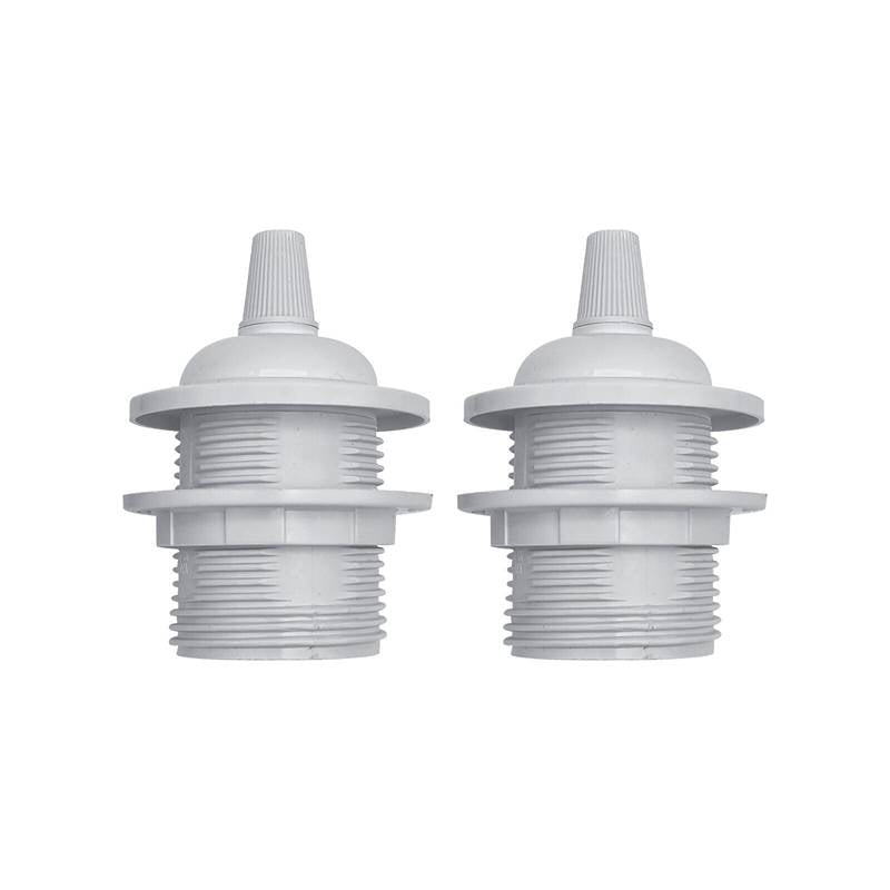 Bakelite E27 Lamp Holder with Shade Ring – Black or White - Pack of 2, White, Standard