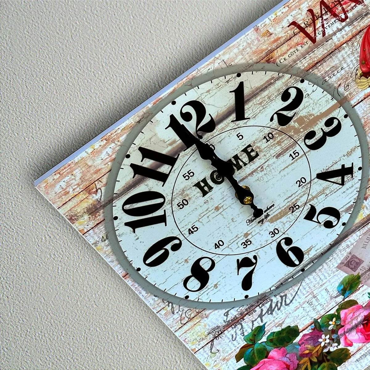 Cupcake Bakery Square Wall Clock – 38 cm, Shabby Chic Wood - photo 6
