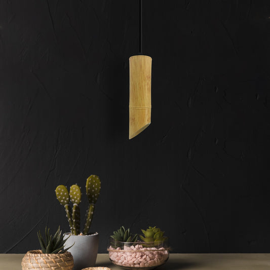 Bamboo Tube Pendant Light – Natural Wood, GU10, Adjustable Cable - photo 2