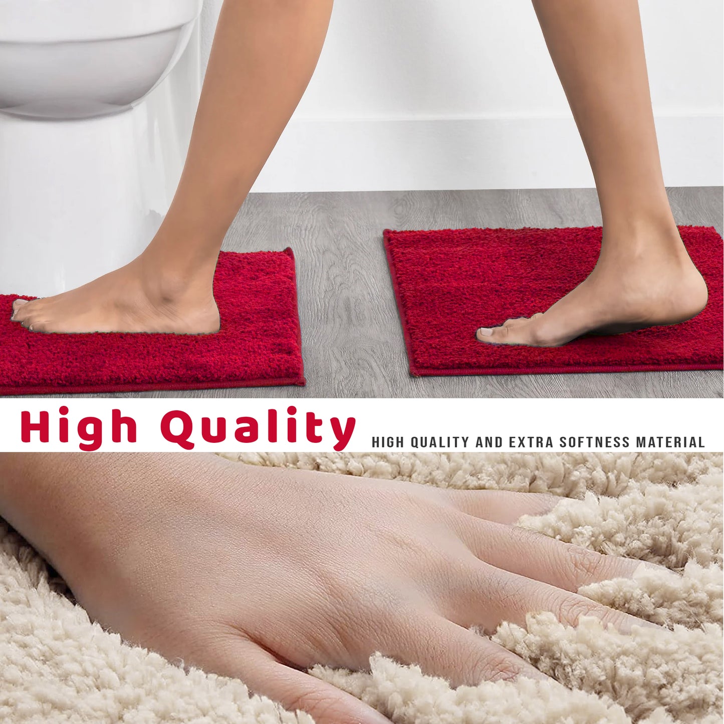 Red toilet pedestal mat with water absorption