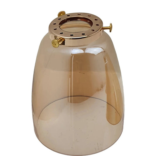 Amber Bell Glass Lamp Shade 13.6 cm – with Shade Ring - 13.6 cm with Copper Shade Ring, Amber, Single