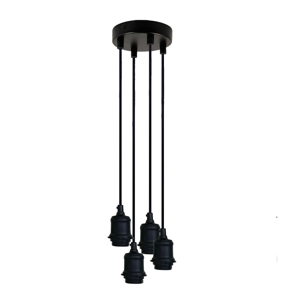 4-Light Cluster Pendant Fitting – Black E27 Holders, 12 cm Rose - photo 5