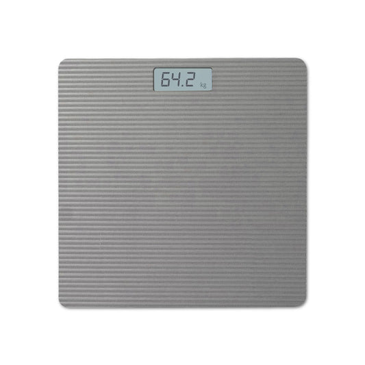 Square Digital Bathroom Scale – Black or Grey Ribbed Top, 180 kg - Grey