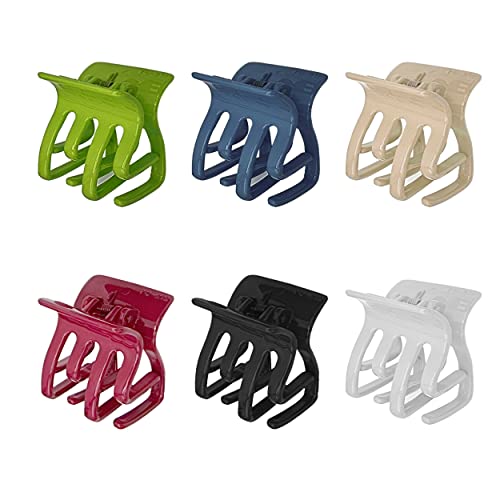 Mini Claw Hair Clips, Pack of 6 – Glitter Square, Glitter Round or Colour Mix - Mixed Colours