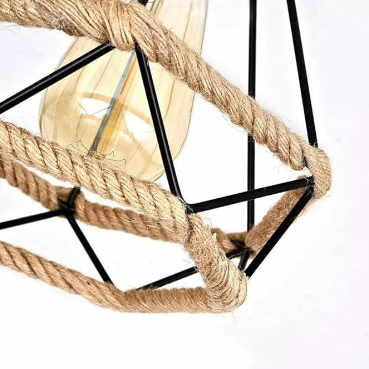 Rope & Wire Diamond Cage Lamp Shade – Black, 24 x 26 cm - photo 9
