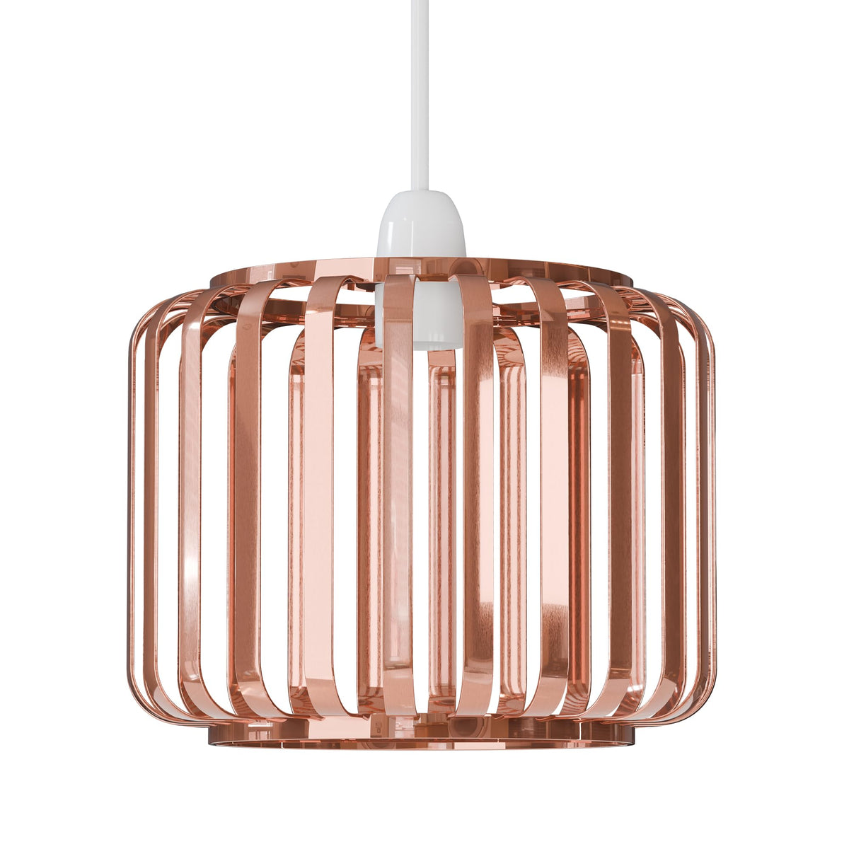 Bar Cage Drum Lamp Shade 18 cm – Black or Rose Gold, Easy Fit - Rose Gold, 18 cm, Single