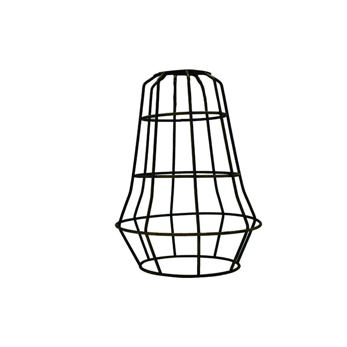 Bell Wire Cage Lamp Shade – Easy Fit, Black or Brushed Brass - with Reducer Ring, Brushed Brass