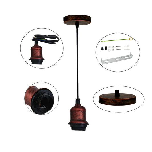 Retro Pendant Light Fitting – Brushed Brass or Copper, Many Shades - photo 2