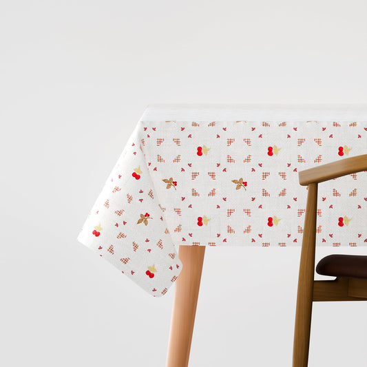 Christmas Tablecloth – Red Bows, Holly or Bells Print, 2 Sizes - Bells & Berries, 150cm x 150cm