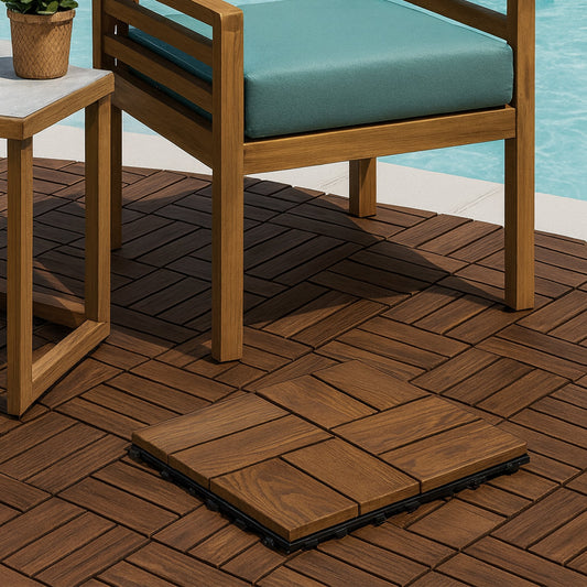 Acacia Wood Interlocking Deck Tiles – 30 x 30 cm, Packs of 9 or 16 - photo 2