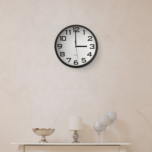 Round Kitchen Wall Clock – Large Easy-Read Numbers, Black or White - photo 2