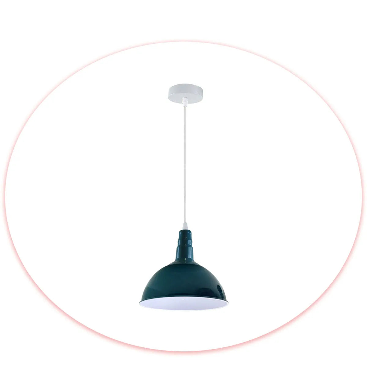Pendant Light – Cyan Blue or White Metal Shade, 30-40 cm, E27 - Standard, Dome 40 cm Cyan Blue, Without Bulb