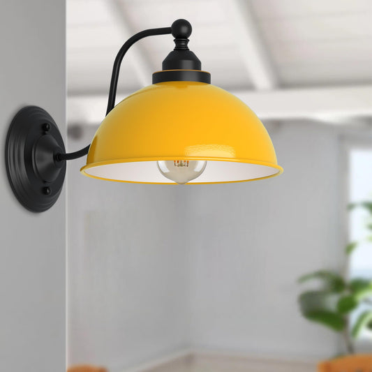 Curved Arm Wall Light Black with Shade – Dome, Retro Bell or Cage - photo 2