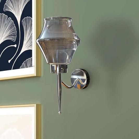 Diamond Smoked Glass Wall Light – Chrome, E27 - photo 2