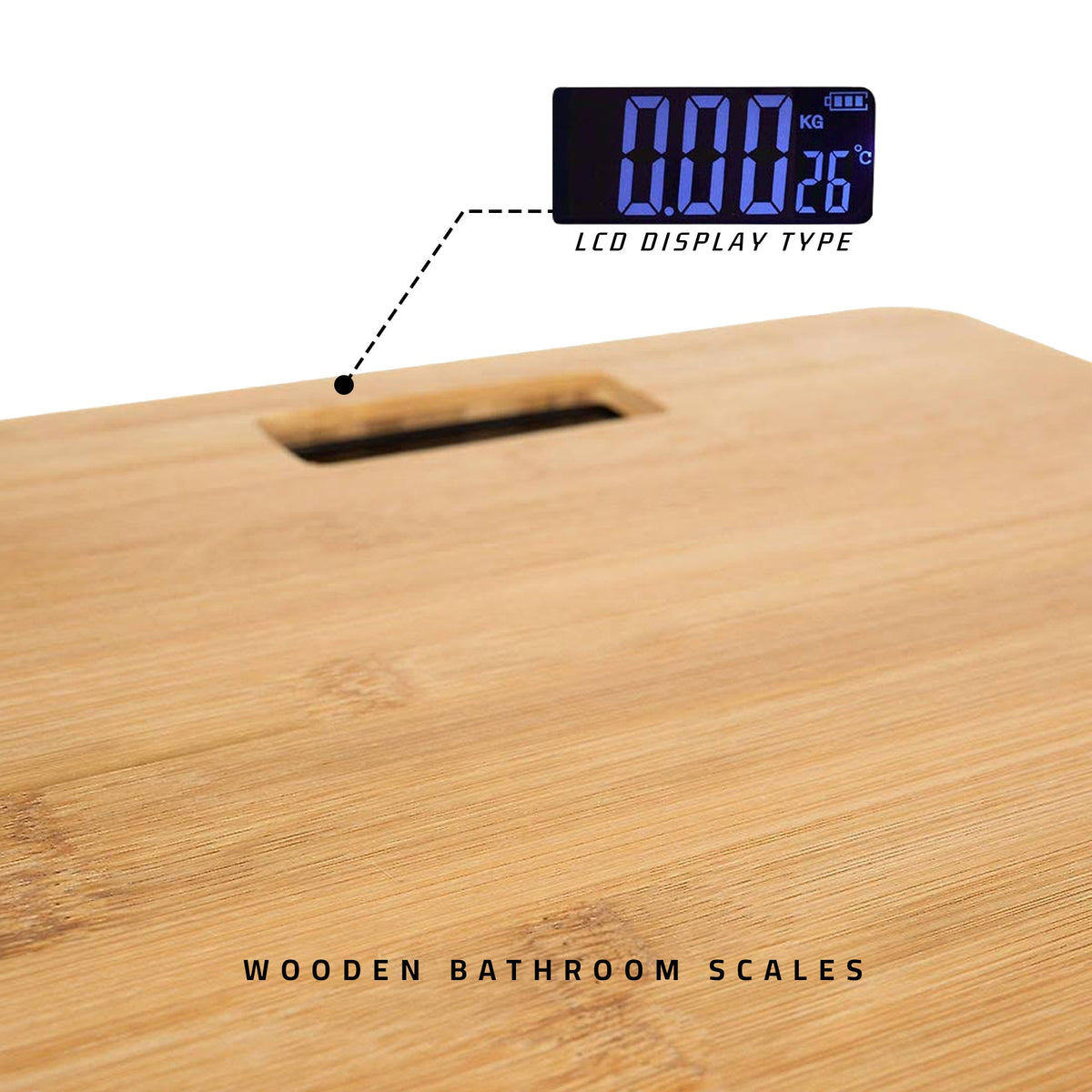 Bamboo Digital Bathroom Scale – 30 x 30 cm, 180 kg, LCD Display - photo 9