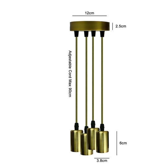 4 Light Cluster Pendant – Green Brass, 12 cm Rose, E27 - photo 2