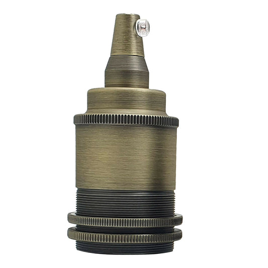 Ringed E27 Lamp Holder 10.5 cm – Rose Gold, Nickel or Brass - Yellow Brass, Holder Only, Single
