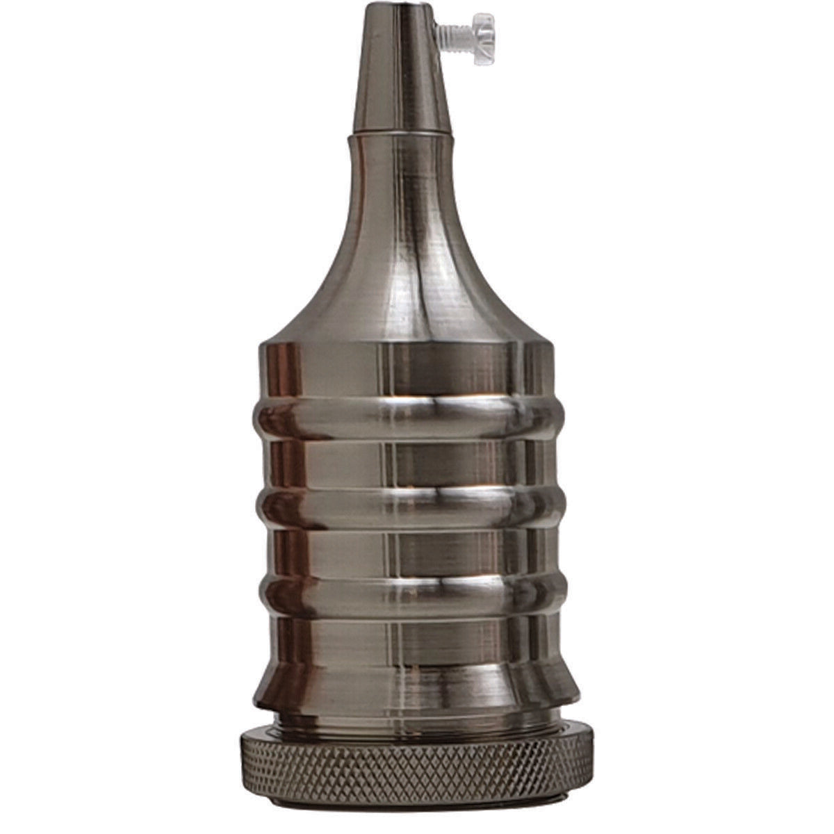 Ribbed E27 Lamp Holder – Vintage Metal, 6 Finishes - Satin Nickel, Standard, Single