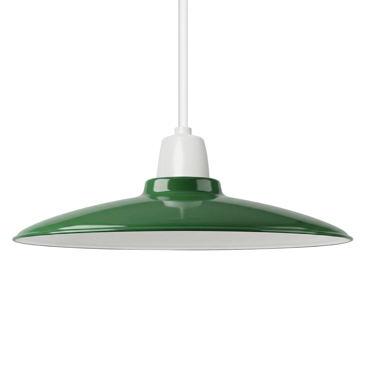 Flat Cone & Dome Lamp Shade – 25.5 or 32 cm, Easy Fit - Green, 25.5 cm with Reducer Ring, Single