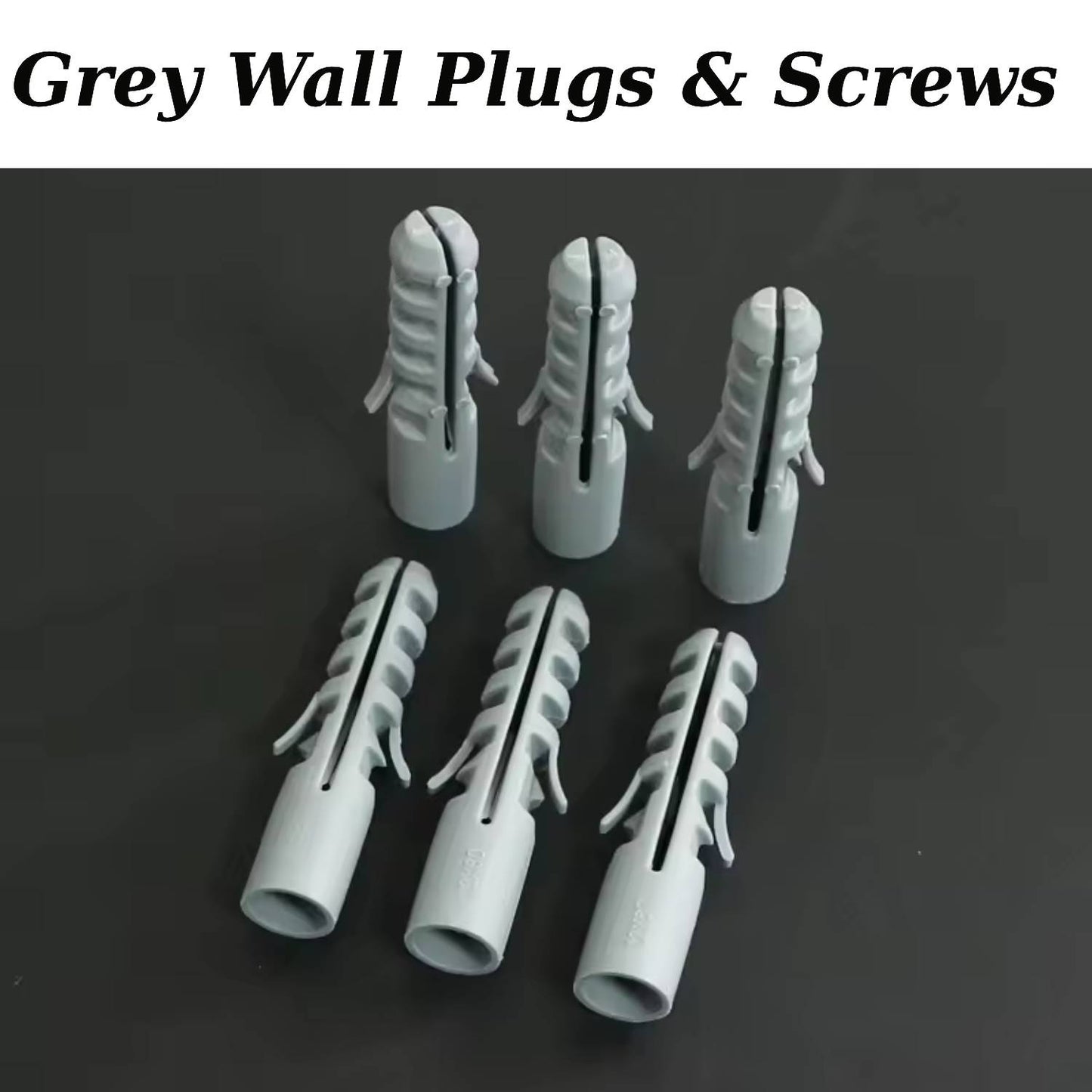 Grey Wall Plugs and Screws – Heavy Duty Raw Fixings for Masonry & Drywall ~1201
