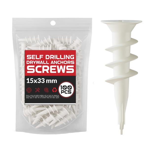 100Pcs Gypsum Board Scews Drywall Self Tapping Anchors ~1159