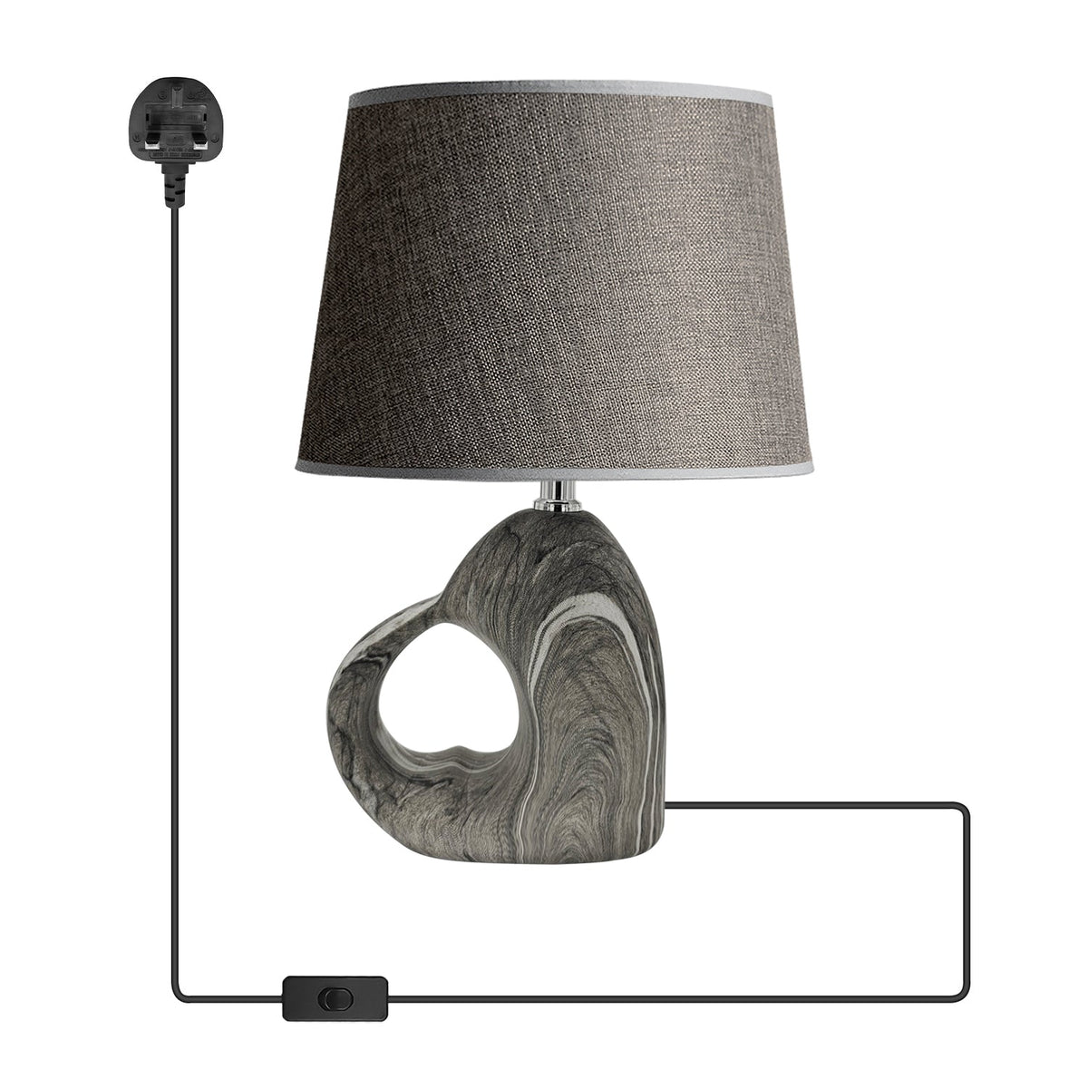 Heart Ceramic Base Table Lamp with Fabric Shade - Gray, Without Bulb
