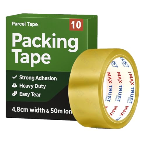 Heavy Duty Packaging Tape with Strong Adhesive - Pack of 10