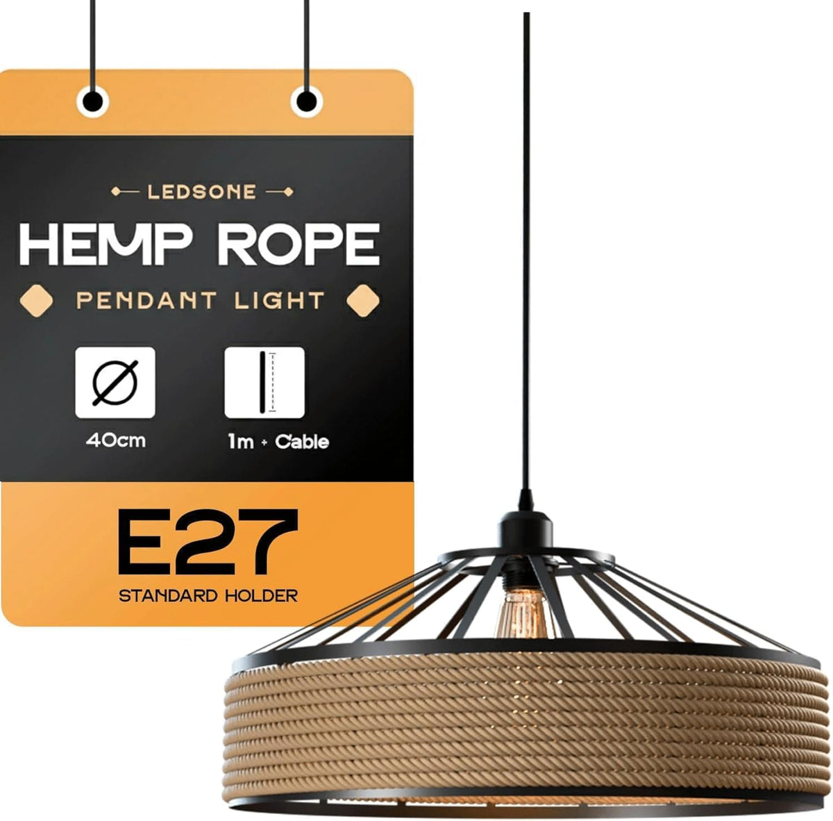 Hemp Lamp Shade - Hemp, 40 cm, Single