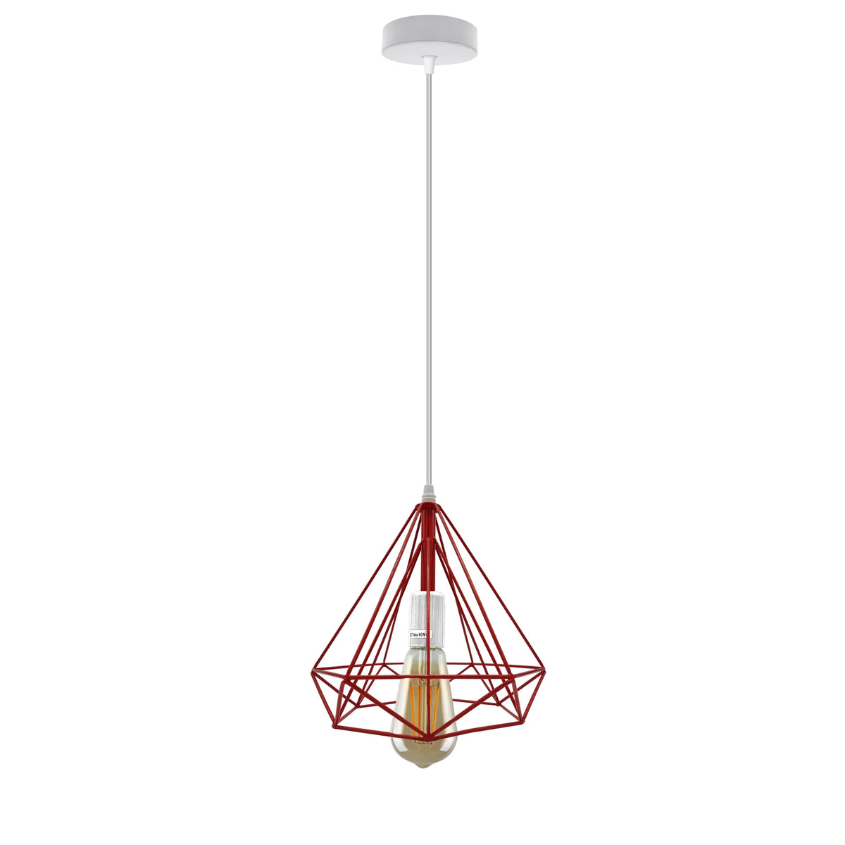 Hemp Rope Pendant Light – Brass Holder, Barn, Curvy or Wide Shades - Yellow Brass, Curvy 29 cm Red, Without Bulb