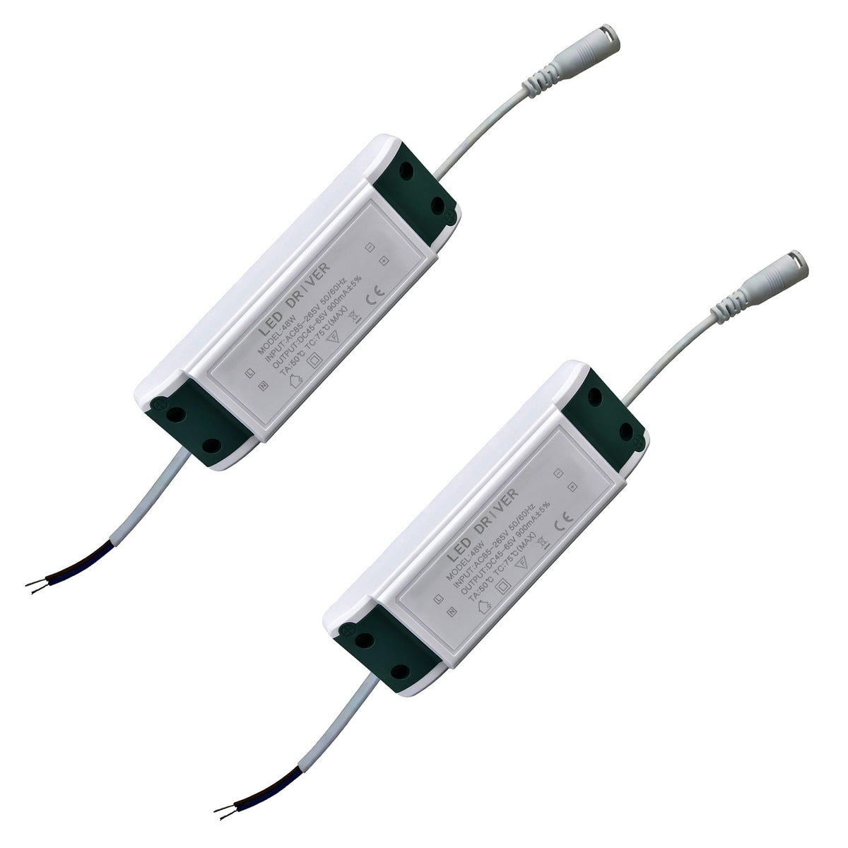 High Power LED Driver with DC Connector – 24W to 60W - 48W 1000mA, Pack of 2