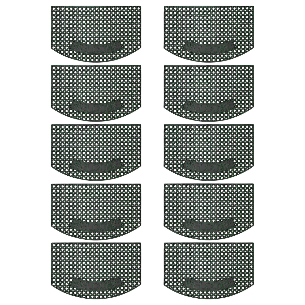 Half-Moon Rubber Ring Door Mat – 80 x 50 cm, Black, 1, 3, 5 or 10 Mats - Half-Moon, 80 x 50 cm, 10 Mats