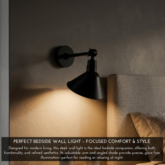 Adjustable Wall Sconce with Cone Shade – Black & Gold, E27 - photo 2