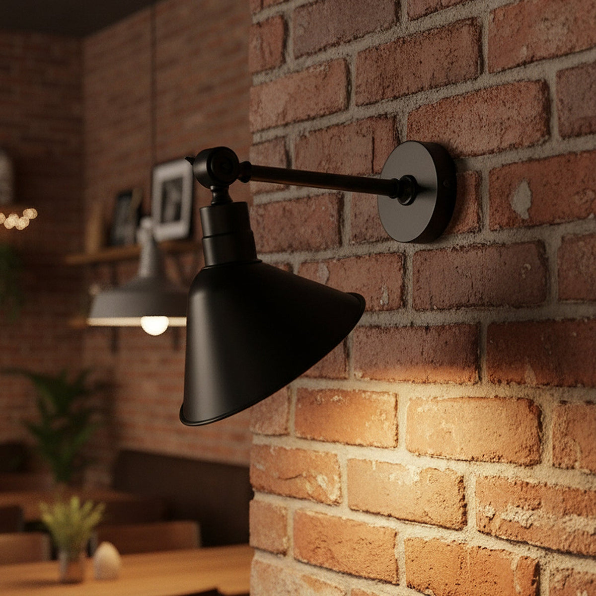 Adjustable Wall Sconce with Cone Shade – Black & Gold, E27 - photo 8